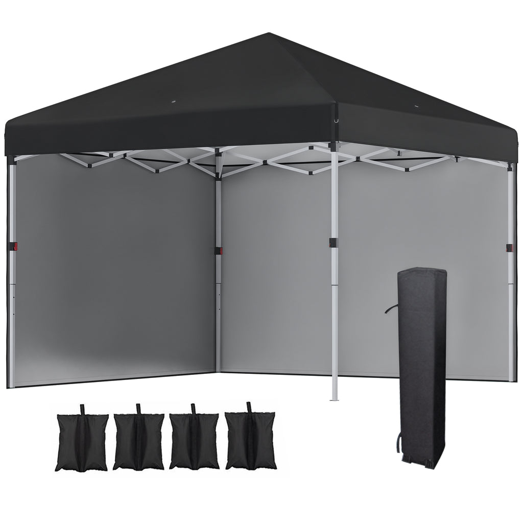 Faltpavillon, 2 Seitenwände, höhenverstellbar, mit Transporttasche, rostfreies Stahlgestell, 3x3 m, Schwarz