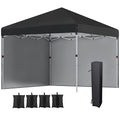 Faltpavillon, 2 Seitenwände, höhenverstellbar, mit Transporttasche, rostfreies Stahlgestell, 3x3 m, Schwarz