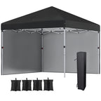 Faltpavillon, 2 Seitenwände, höhenverstellbar, mit Transporttasche, rostfreies Stahlgestell, 3x3 m, Schwarz