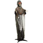 170cm Animated Grim Reaper, Life-Size Halloween Animatronic with Moving Hands/Head, Glowing Eyes, Creepy Sound