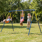 Schaukelgestell bis 150 kg 3-in-1 Kinderschaukel mit klassischer Schaukel, Turnringe, Stehschaukel, 285x160x181 cm
