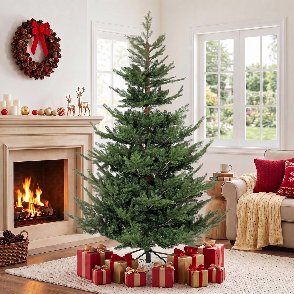 Weihnachtsbaum, Kunsttanne, realistisches Aussehen, schneller Aufbau, Kunststoff, Grün, 140 x 140 x 210cm