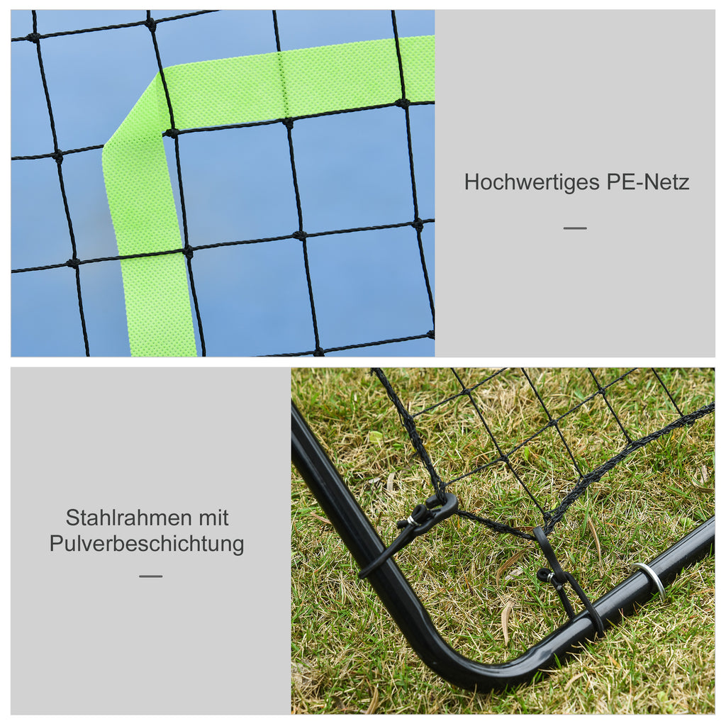 Kickback Rebounder Tor 75x126cm, Rückprallwand aus Stahl und PE, Trainingshilfe für Fußball, Schwarz 