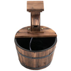 Springbrunnen elektrisch Outdoor Gartenbrunnen mit Holzeimer Hahn Pumpe Dekorationsbecken Zimmerbrunnen Wasserspiel Zierbrunnen Wasserfall für Garten Rasen Ø27 x 37 cm Verkohlt