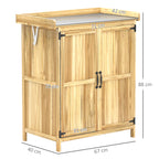43 x 74cm Fir Wood Shed, with Metal Worktop - Natural Finish