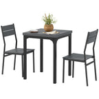 Three-Piece Minimal and Compact Dining Set, Grey Wood Effect