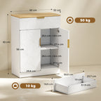 Sideboard, Beistellschrank mit Schublade, verstellbarem Regal, Weiß