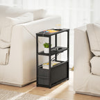 Beistelltisch Sofatisch mit Steckdosenleiste, Ablage, f¨¹r Kleine R?ume, 45x18x60,2cm, Schwarz