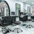 2er-Set Rollhocker höhenverstellbar, Drehhocker 48-63 cm, Arbeitshocker 360° drehbar, Bürohocker für Büro, Salon, Massage, Spa, Schwarz