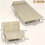 Schlafsessel 3 in 1 Schlafsofa mit Bettfunktion, 90x190cm Beige