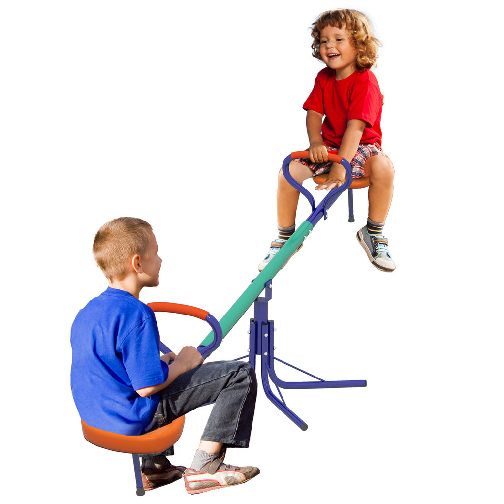 Kinderwippe 360° drehbar 2 Sitzer UV-beständig Gartenwippe bis 90kg mit Griff 3-zackig Stützbeinen für Kinder 3-8 Jahre