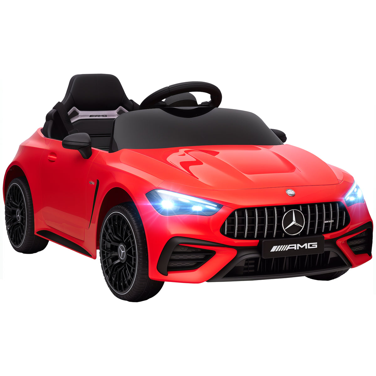Kinder-Elektroauto, Mercedes-Design, 12V Motoren, Fernbedienung, LED-Lichter, Musik, f¨¹r 3-6 Jahren Kinder, Rot