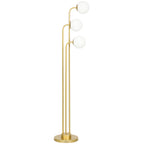 Moderne Stehlampe mit 3 Lampenschirmen, mit Fußschalter, für Wohnzimmer, Schlafzimmer, 3 x E27-Fassung, Goldton