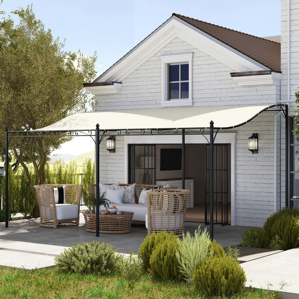 3 x 5 m Pergola, Flexibles Gartendach mit wasserfester Plane und Metallrahmen, Schattenspender, Cremeweiß