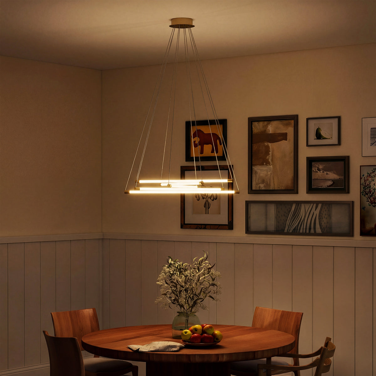 LED-Deckenlampe, 50W, 5 anpassbare Lichtrohre, anpassbar, Deckenleuchte für Wohnzimmer, Esszimmer, Küche, Gold+Weiß