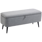 Sitzbank, Sitztruhe, Polsterbank, Leinenoptik, bis 150kg, 101x38,5x44,5 cm, Grau