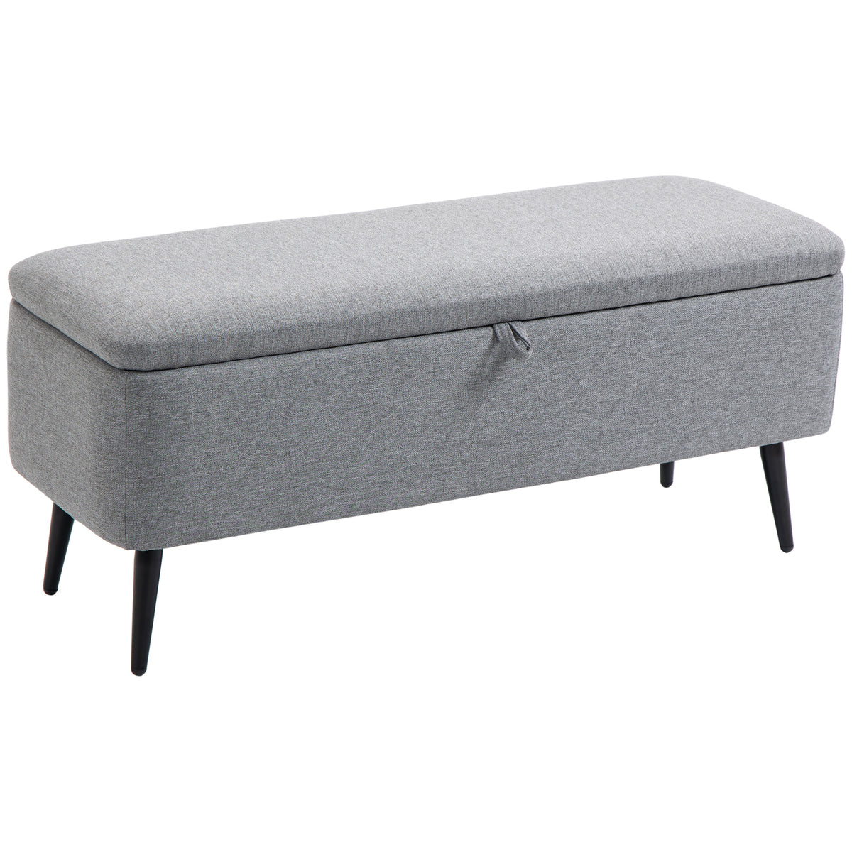 Sitzbank, Sitztruhe, Polsterbank, Leinenoptik, bis 150kg, 101x38,5x44,5 cm, Grau