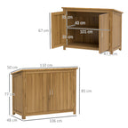 Gartenschrank, Holzkommode mit 2 Regalen für Garten, Terrasse, Wetterfest, 110 x 50 x 85 cm, Braun