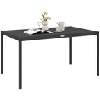 Six-Seater Outdoor Table with Slatted Aluminium Top and Steel Legs