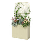 Hochbeet mit Rankgitter in Rattan-Optik Pflanzkasten für Kletterpflanzen für Garten, Balkon, 80 x 30 x 163 cm, Beige