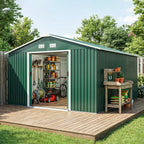 12.5 x 11.1ft Steel Sliding Door Storage Shed - Green