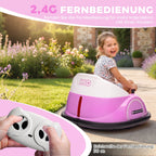 Autoscooter, 360° Rotation, 2 km/h Geschwindigkeit, Sicherheitsgurt, LED-Lichter, Musik und Hupe, Rosa