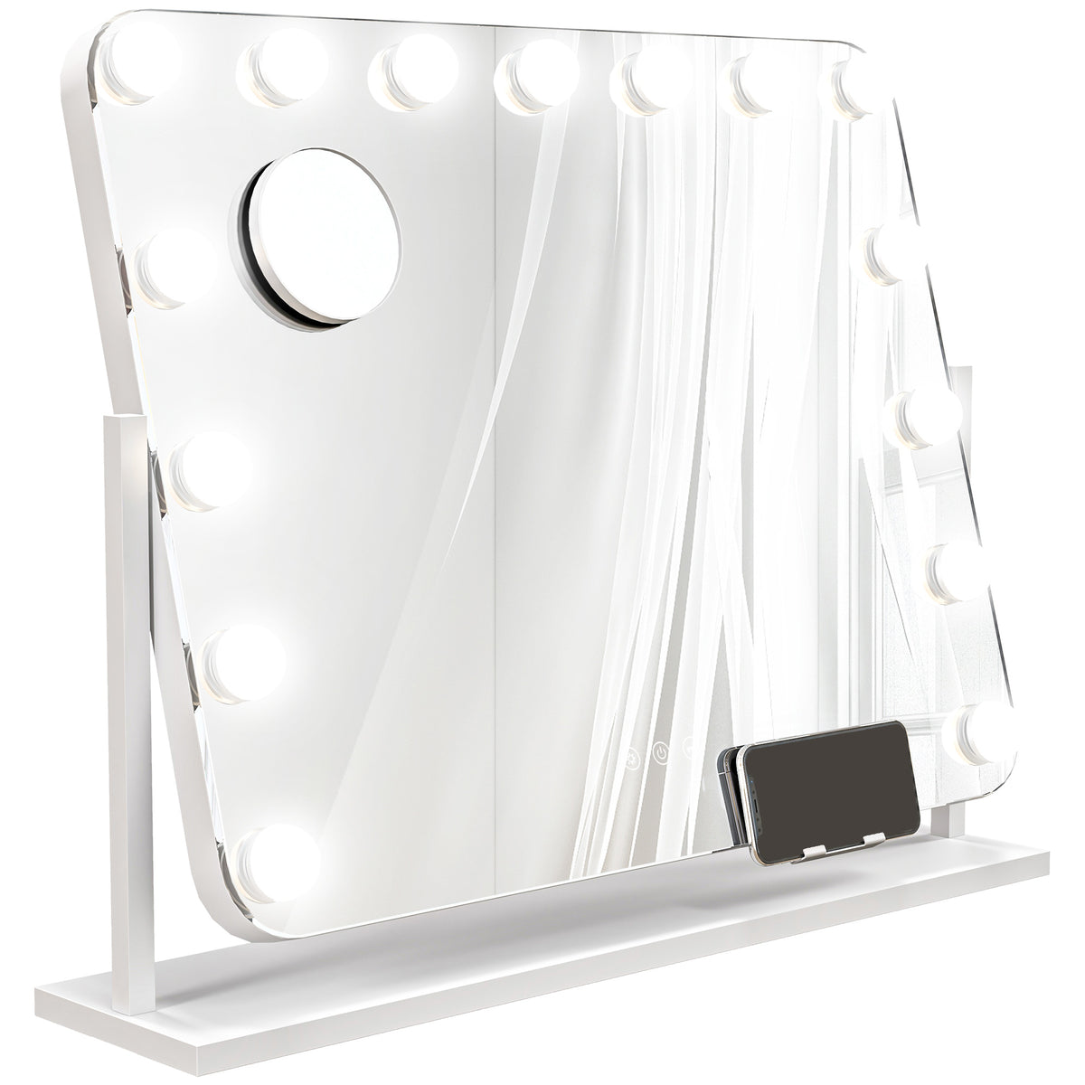 LED-Kosmetikspiegel, 3 Lichtmodi, dimmbar, Touchsteuerung, USB, 62,5 x 49,5cm, Weiß