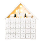 Adventskalender Weichnachtsdekoration Weihnachtsdeko, 24 Schubladen, LED-Lichter, 39 cm x 9 cm x 42 cm, Weiß + Grün