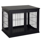 Transportbox für Hunde 58,5 cm x 81 cm x 66 cm Türen, MDF-Holz Eisen, 58, 5 cm x 81 cm x 66 cm, Schwarz