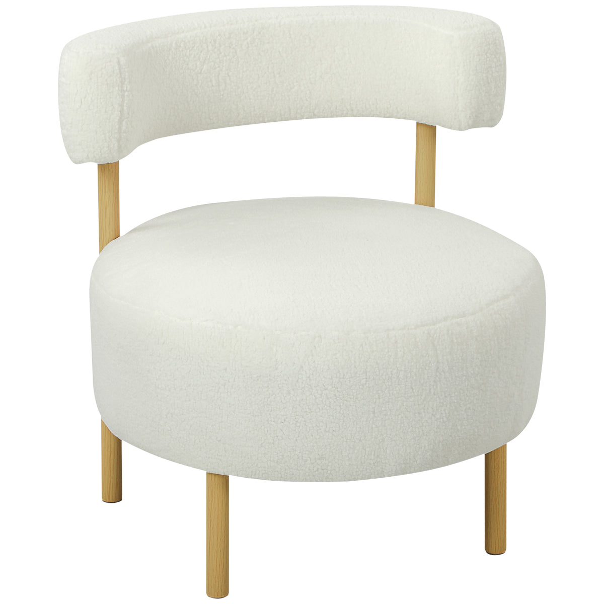 Sessel Loungesessel Relaxsessel mit Sherpa-Fleece, Metallbeinen in Holzoptik Polstersessel 67 x 67 x 71 cm Cremewei?