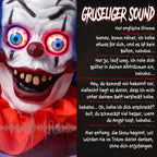 167 cm Life Size Animated Clown Halloween Decoration, Scary Halloween Animatronics Decor with Sound Touch Activated