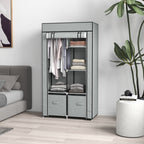 Kleiderschrank Stoffschrank 1 Kleiderstange, 2 Schubladen, 83 x 42.5 x 162,5 cm, Grau