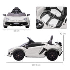 Elektro-Kinderauto, lizenzierter Lamborghini Aventador, Flügeltüren, Musik, Hupe, für 3-5 Jahre, Weiß