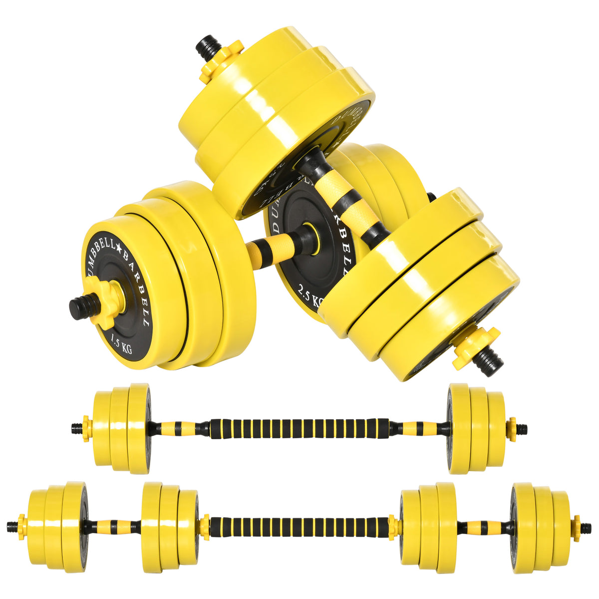 25KG Dumbbell & Barbell  Adjustable Set Plate Bar Clamp Rod Home Gym Sports Area Exercise Ergonomic