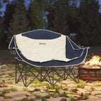 Faltstuhl faltbar 2 Sitzer Campingstuhl mit Getränkehalter Tragetasche bis 250kg belastbar Blau