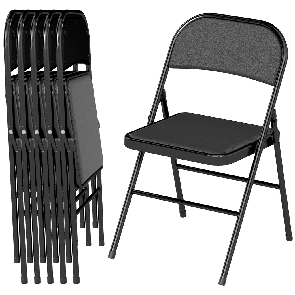 2er-Set Klappstühle, Tragbare Bürostühle, Stahlbeine, Faltstuhl für Büro, Empfang, Wartezimmer, Kunstleder, Schwarz
