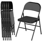 2er-Set Klappstühle, Tragbare Bürostühle, Stahlbeine, Faltstuhl für Büro, Empfang, Wartezimmer, Kunstleder, Schwarz