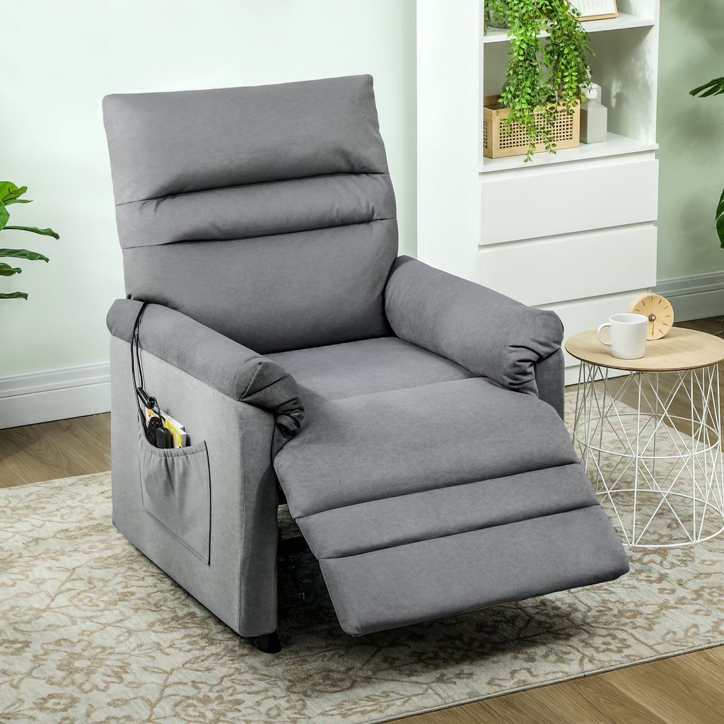 Relaxsessel, Fernsehsessel mit Liegefunktion, Lendenheizung, 2 Fernbedienungen, USB-Anschluss, Leisem Motor, Grau
