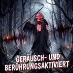 170cm Life Size Animated Grim Reaper Halloween Decoration, Scary Halloween Animatronics Decor with Sound Touch Activated