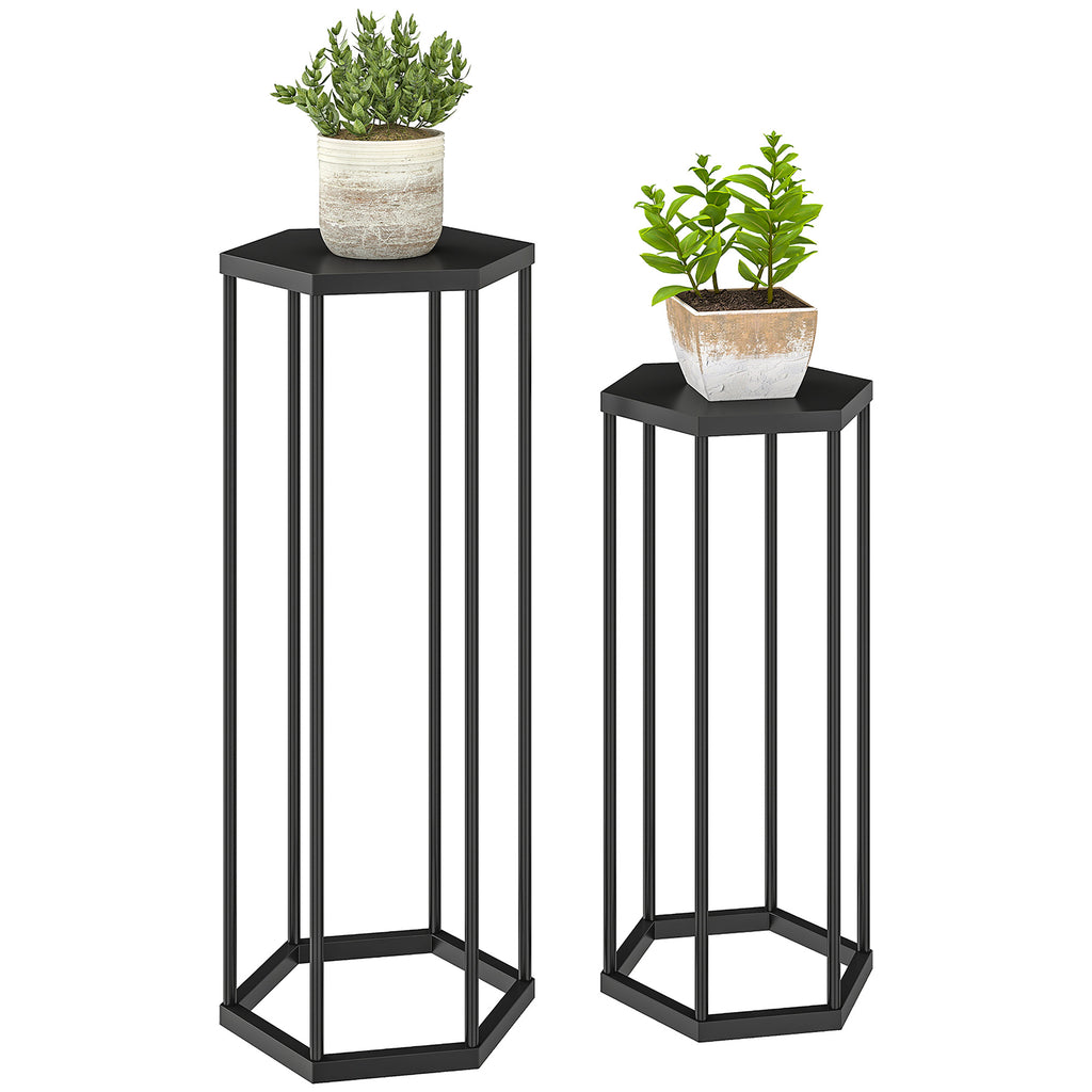 2er-Set Pflanzständer für Innen- und Außenbereich, Hexagonale Metall-Blumentopfhalter für Garten, Terrasse, Balkon