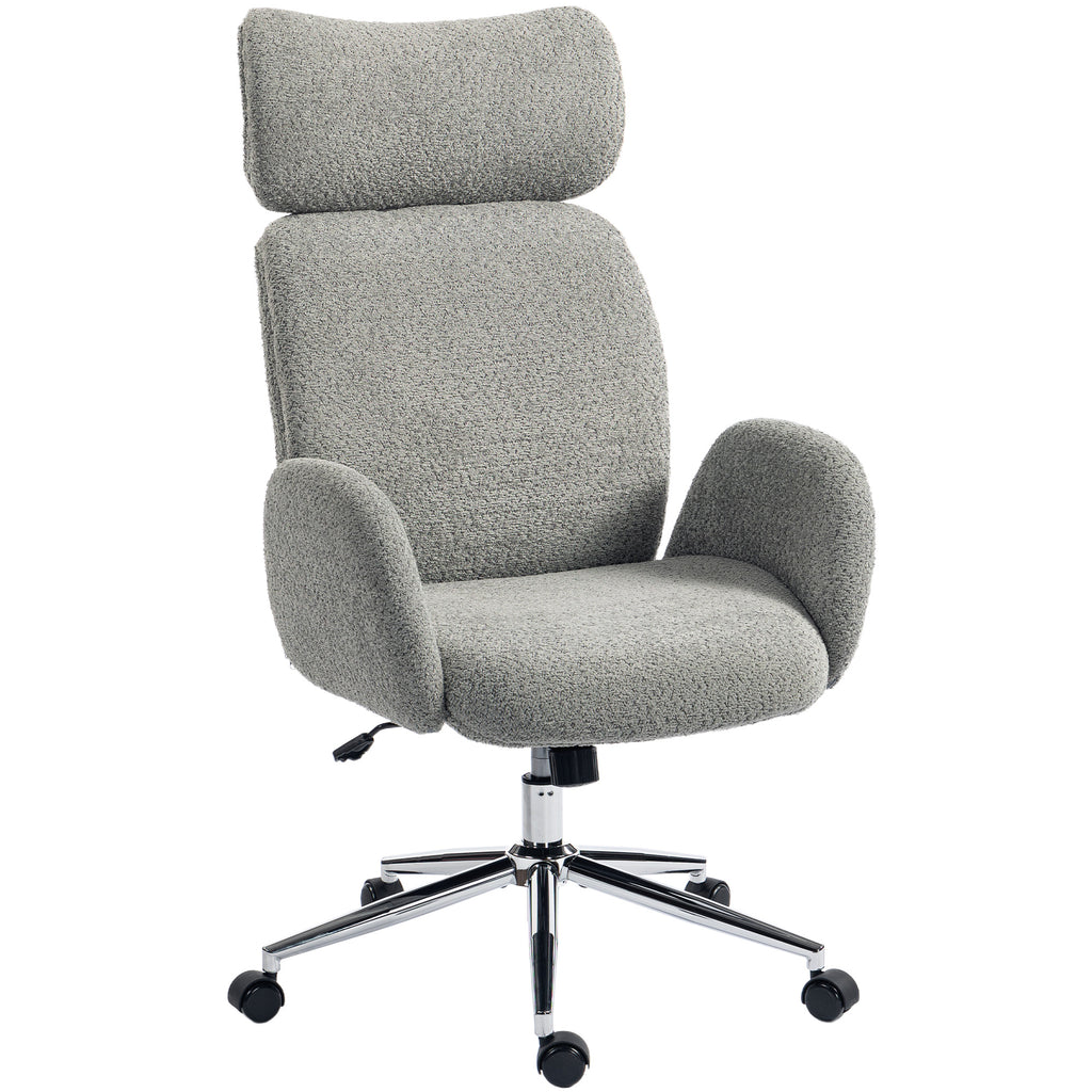 Bürostuhl mit verstellbarer Kopfstütze, ergonomischer Schreibtischstuhl, Kippfunktion, höhenverstellbar, Dunkelgrau