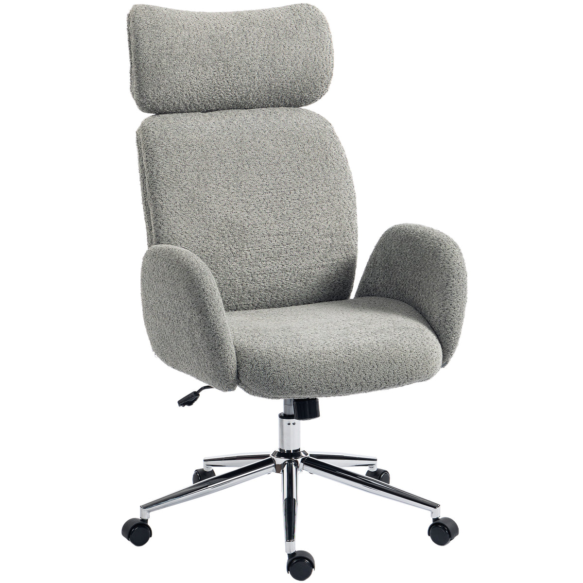 Bürostuhl mit verstellbarer Kopfstütze, ergonomischer Schreibtischstuhl, Kippfunktion, höhenverstellbar, Dunkelgrau