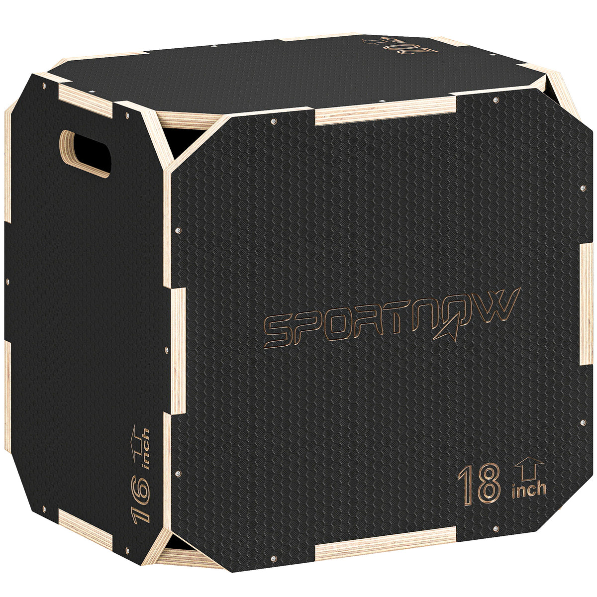 Non-Slip Plyo Box, Corner-free Wooden Jump Box, 41 x 51 x 48 cm