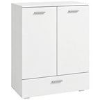 Modernes Sideboard, freistehender Aufbewahrungsschrank mit Schublade und verstellbarem Einlegeboden, Weiß