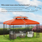 3x4m Gazebo Replacement Roof Canopy 2 Tier Top UV Cover Garden Patio Outdoor Sun Awning Shelters Rusty Red (TOP COVER ONLY)