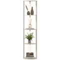 LED Standleuchte, Eckregal, dimmbar, 4 Ablagen, warmweißes Licht, 41x30x164cm, Eiche