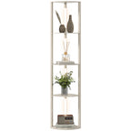 LED Standleuchte, Eckregal, dimmbar, 4 Ablagen, warmweißes Licht, 41x30x164cm, Eiche
