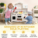 Kinderk¨¹che Spielk¨¹che mit Ofen Sp¨¹le Soundfunktion und Zubeh?r Geschenk f¨¹r M?dchen Jungen 3-6 Jahren Wei?