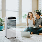 Luftkühler mit Wasserkühlung Fernbedienung 3 Modi, 3 Geschwindigkeiten, 12 Std-Timer, LED-Anzeige, 38x35x81 cm Weiß
