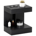 Nachttisch, Beistelltisch mit Schublade und Ablagefach, Moderner Sofatisch mit Regal f¨¹r verschiedene R?ume, Schwarz